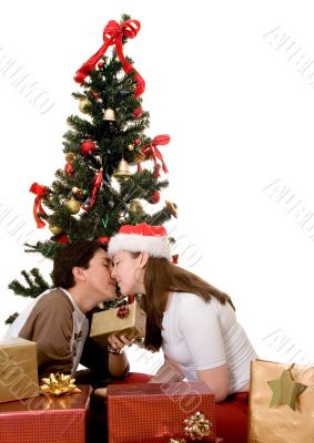 couple at christmas time