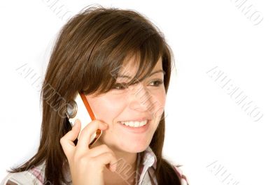 beautiful girl talking on the phone