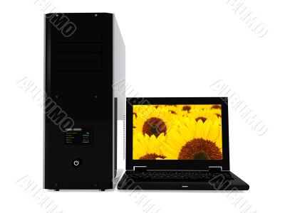 laptop and pc tower