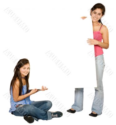 girls with a white board