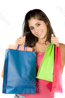 beautiful teenager with shopping bags