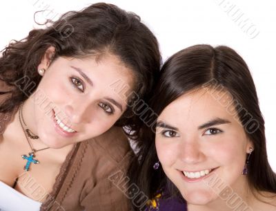 beautiful female friends smiling