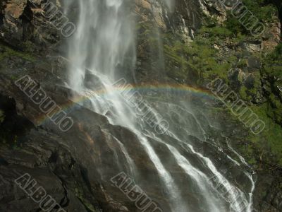 waterfall with rainbow
