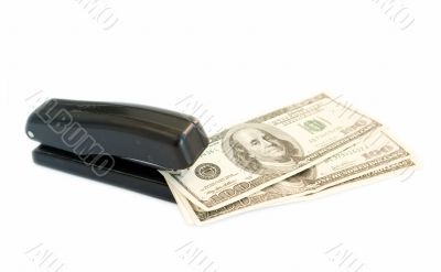 stapler with dollars