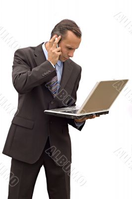 businessman phone and laptop