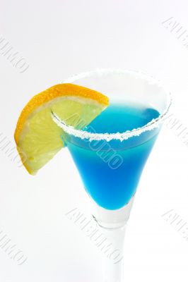 Blue Margarita With Lemon Slice