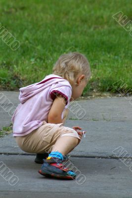 sitting little boy