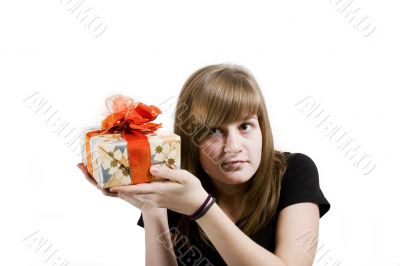 Teen with Christmas gifts
