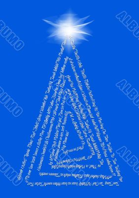 christmas tree made with words