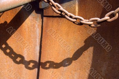Rusty chain with shadows
