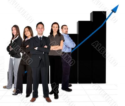 business team in front of a graph