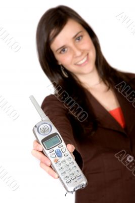 girl showing a phone