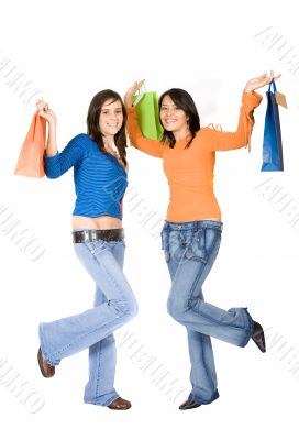 girls having fun on a shopping day out