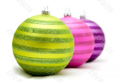 christmas balls on a soft surface