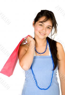 beautiful teenager with shopping bags