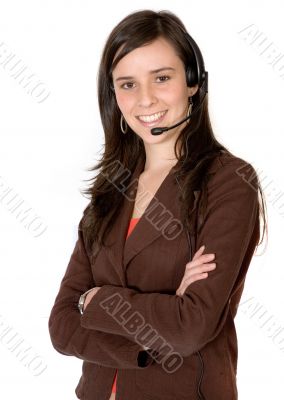 business girl with headset