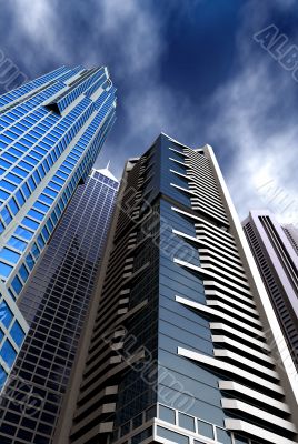 corporate blue buildings
