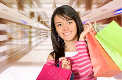 girl in a shopping center
