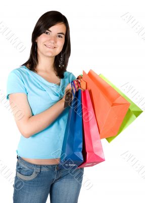 beautiful girl with shopping bags