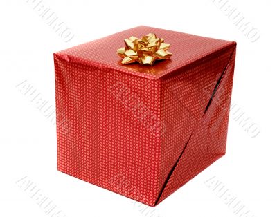 red gift on white