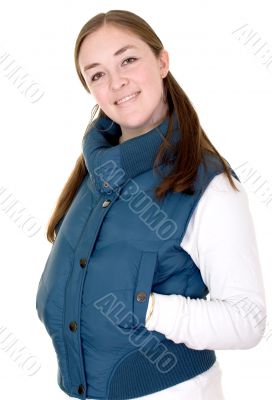 beautiful girl wearing a waistcoat