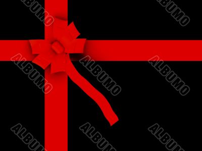 black gift with red ribbon