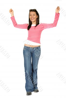 girl dancing over white