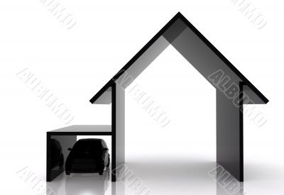 black house and car illustration