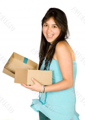 beautiful girl with gift