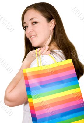 beautiful woman with shopping bags
