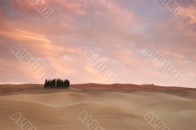 Pink clouds over tuscany