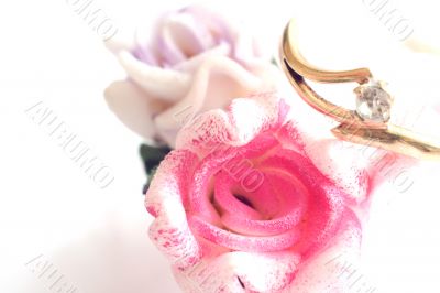Engagement ring and rose
