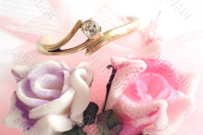 Engagement ring and rose