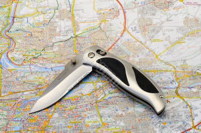 knife on a map