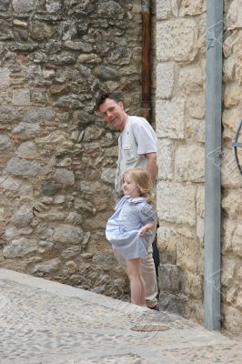 cute little girl and her father
