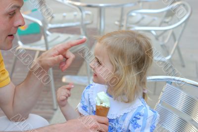 girl Ice-cream and her father