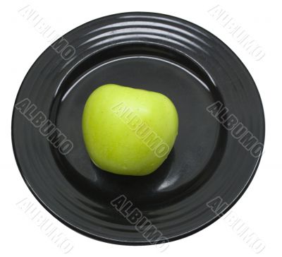 Green apple served at Black Japanese plate 2