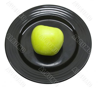 Green apple served at Black Japanese plate 1