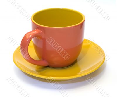 Pottery coffee cup and saucer 2