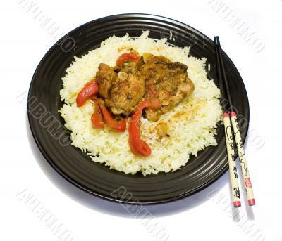 Asian style of food with chopsticks 2