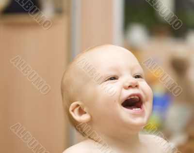 Enjoying baby face close-up