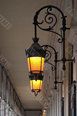 Old street lamp in the gallery