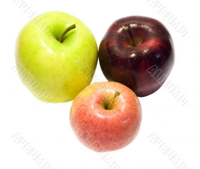 Three multicolored apples