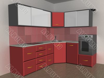 Interior of kitchen. 3D image.