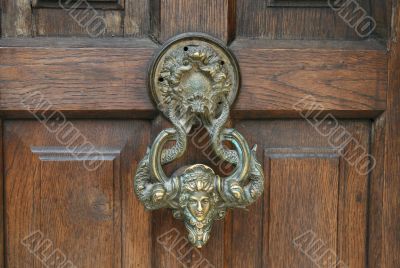 The knocker on the door