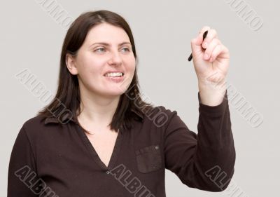 woman writting in air.