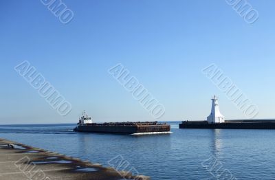 Barge between Two Piers