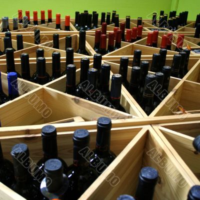 Wine bottle and glass