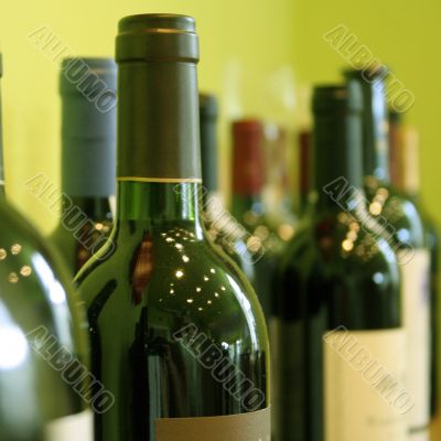 Wine bottle and glass