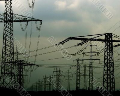 Many electricity power pole